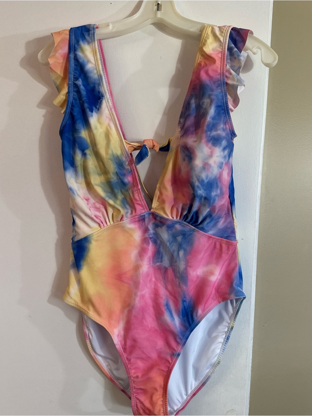 Tie-Dye One-Piece Swimsuit - Pink, Blue & Yellow